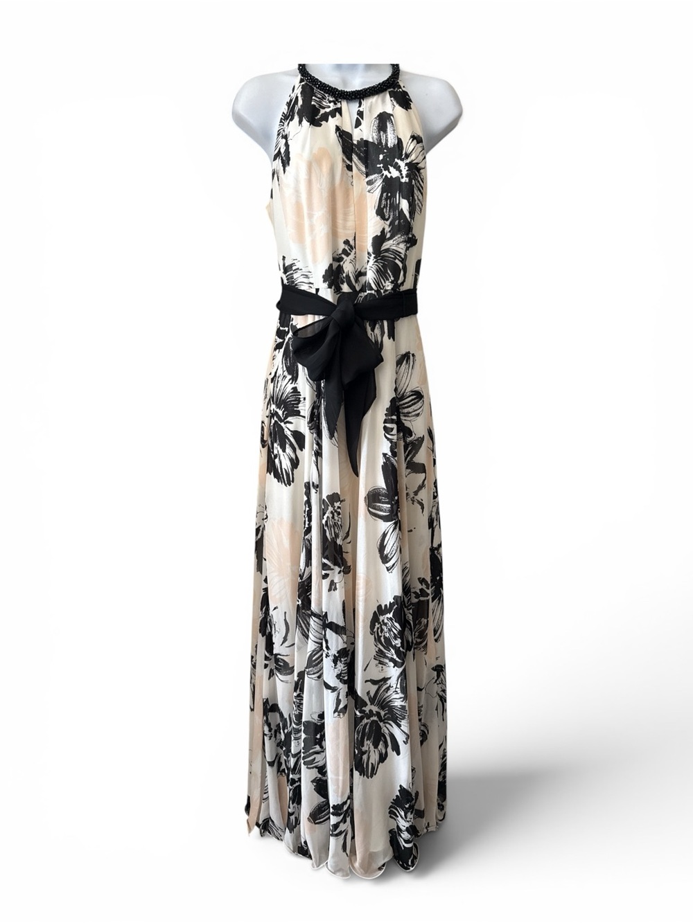 Calvin Klein Chiffon Floral Halter Maxi Dress Special Occasion Size 10